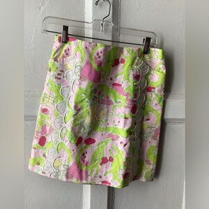 Lilly Pulitzer Green and Pink A-Line Mini Skirt Casual Resort Wear